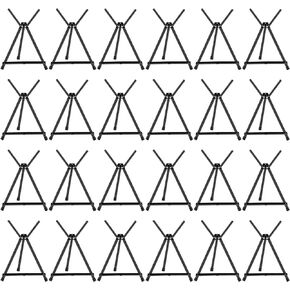 Xinnun 24 Pack Aluminum Tabletop Display Easels 15" to 21" Adjustable Portable Tripod Desktop with Extension Arm Wings and Rubber Feet Tripod Easels Stand for Canvas Pictures Paintings School (Black)