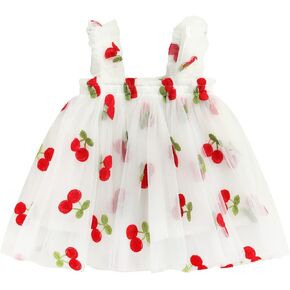 Baby Girls Tutu Dress Summer Sleeveless Backless Princess Birthday Party Dresses Floral Fruit Tulle Sundress 1-4Y