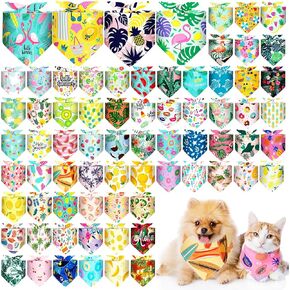 Reginary 72 Packs Summer Bandanas for Dog Bulk Fruit Dog Bandanas Pet Bandanas Hawaiian Triangle Scarf Bibs Dog Bibs Adjustable Dog Bandana for Pet Costume Accessories (Classic)