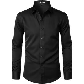 ZEROYAA Men's Long Sleeve Dress Shirt Fitted Wrinkle-Free Casual Business Button Up Shirts