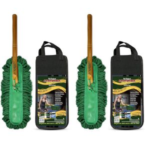 California Car Duster Standard Auto Car Duster with Wood Handle, Green Mop 2-Pack 64442