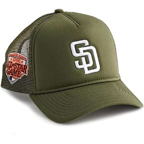 عصر جديد SD سان دييغو بادريس 9FORTY 1992 كل النجوم لعبة التصحيح رغوة قبعة سائق الشاحنة، قبعة قابلة للتعديل الأخضر in Kuwait
