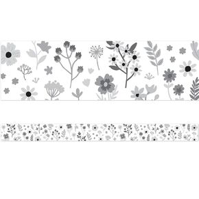 Teacher Created Resources Black and White Floral Straight Border Trim (TCR6808)