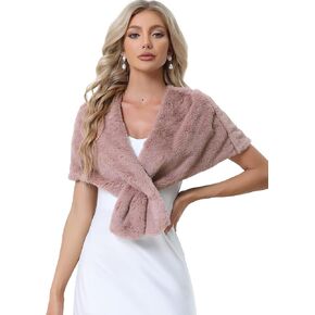 Allegra K Faux Fur Shawl Shrug for Women's Bridal Stoles Evening Party Winter Wedding Wrap