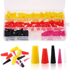 Hilitchi 200-Pcs [5-Sizes] 1/8" to 3/8" Holes Silicone Rubber Plugs Kit Tapered Stopper Plugs for Powder Coating Painting Anodizing Plating with Storage Box