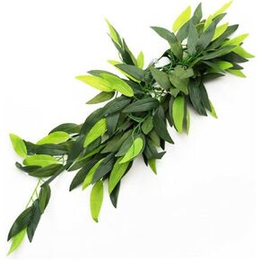 Artificial Aquarium Plants Plastic, Reptile Plants Hanging Silk Terrarium Rattan Ornament with Suction Cup (Green)