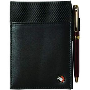 Sheaffer 100% Full Grain Leather and 1680D Ballistic Nylon Notepad Holder/Jotter with Pen Loop, Front Pockets 5" x 3 1/2". New