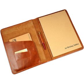 CestAntiQ، حافظة جلدية مقاس A4، حافظة مستندات قانونية، منظم أكمام حافظة للكتابة الاحترافية، حافظة فوليو للرجال والنساء باللون البني الكونياك in Kuwait