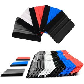 NEWISHTOOL 100 PCS Vinyl Squeegee Tool Felt Squeegee for Vinyl, Flexible Plastic Squeegee with Fabric Felt for Vinyl Wrap Application & Bubble Removal, Graphic Decals Scraper Classic Vinyl Wrap Tools