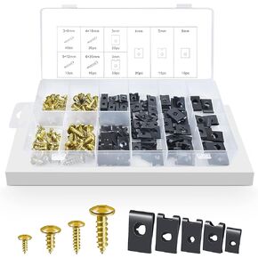 170PCS U-Clip Screw Kit,Car U Clip with Screw,Auto Car U Nuts with Self Tapping Screw Spire U Clips Car Fastener Clips Set,Car Interior Assortment Kit for for Dash Door Panel Interior Trim Panels