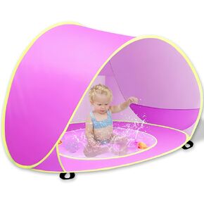Baby Beach Tent, Baby Pool Tent, Pop Up Beach Tent Sun Shade for Beach, Portable Baby Travel Tent with Mini Pool, Indoor Outdoor Baby Play Tent, UPF 50+ UV Protection Sun Shelters (Pink)