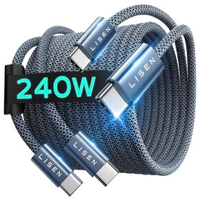 LISEN 240W USB C to USB C Cable [3.3ft+6.6ft], Certified iPhone 15 Charger, USBC to USBC Fast Charging Cable for iPhone 15/Pro/Plus/Pro Max/iPad Pro/Air/MacBook, Type C Cord for Samsung S23