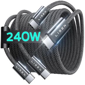 LISEN 240W USB C to USB C Cable [3.3ft+6.6ft], Certified iPhone 15 Charger, USBC to USBC Fast Charging Cable for iPhone 15/Pro/Plus/Pro Max/iPad Pro/Air/MacBook, Type C Cord for Samsung S23