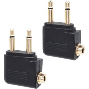 gsplmm 2-Pack Airline Airplane Flight Adapters for Headphones,Gold Plated Dual 3.5mm Male to 3.5mm Female,3.5mm Stereo Aux Jack Headphone Adapter for Audio Jack to Plug Air Plane Flight Connector