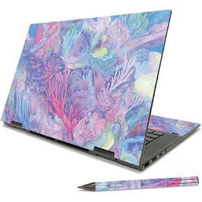 MightySkins Glossy Glitter Skin Compatible with HP Envy x360 15" (2021) - Perfect Wave | Protective, Durable High-Gloss Glitter Finish | Easy to Apply, Remove, and Change Styles | Made in The USA