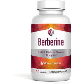 Berberine HCL 800mg, 60 Capsules - Plus with Milk Thistle for Optimal Absorption - Supports Metabolism and cadiovascular Health