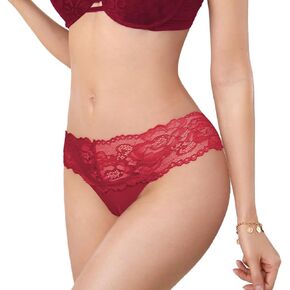 Women Sexy Underwear Lace Cut Out Thongs Mid Waist Panties G String T Back lace panties