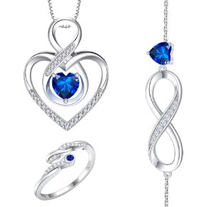 RIVIKO إنفينيتي القلب رمز قلادة سوار حلقة مجموعة للنساء 925 الفضة الاسترليني الحب القلب قلادة عيد الحب عيد الأم الذكرى السنوية عيد الميلاد مجوهرات هدايا للنساء أمي زوجة in Kuwait