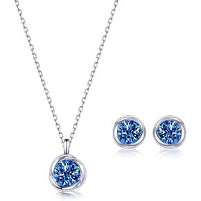 immobird Rose Necklace Jewelry Set in 925 Sterling Silver Birthstone Necklace and Earring Sets for Women Solitaire Necklace with Round Gemstone Gift for Her