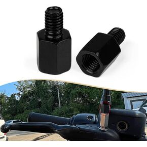 Rearview Mirrors Thread Diameter Converter - PSLER Motorcycle Mirror Adapter Motorcycle Mirror Extender Height Adjustment Screw, 10mm Right Hand Thread to 8mm Right Hand Thread, 2 Pieces, Black