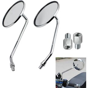 4'' Motorcycle Side Mirror Round Rearview Mirror Aluminum Alloy Reversing Mirror 8mm10mm for Motorcycle Scooter Electric bike (Silver)