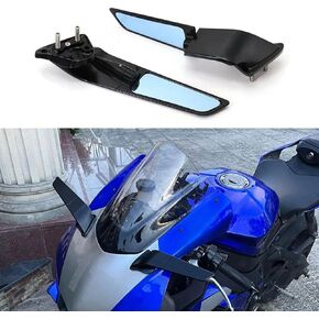 Motorcycle Adjustable Wind Wing Side Mirrors Compatible with YAMAHA YZF R1 (2020-2024) Motorcycle Accessories Rotating Rearview Mirrors Winglet Mirrors