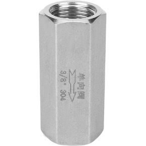 Air Check Valve,304 Stainless Steel Hex BSPP Female Thread Check Valve, Good Airtightness, Not Easy To Rust,for Pipes Under Gas, Water, Oil And Other Media(3/8")