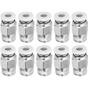 10Pcs Straight Pneumatic Fittings, Silver M10 Thread PC4‑01 Push to Connect Fittings for PETF Tube