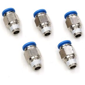 8mm to 1/8 Inch NPT Male Thread Push to Connect Fittings,CEKER Pneumatic Connector Tube Fittings Air Line Fittings Push in Air Compressor Accessories For 3D Printer 5Packs