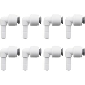 DGZZI 8PCS Water Purifier Accessories Connector Non Locking Quick Connector 2 Way Plug Elbow Fitting 1/4 Inch Diameter 90 Degree Elbow Press Connect Plastic Fitting for Reverse Osmosis Systems