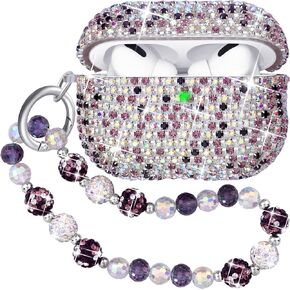 Compatible with AirPods Pro 2nd Generation Case Bling Crystal Glitter Rhinestone Cute Case for AirPods Pro 2 with Shining Diamond Keychain Wristlet