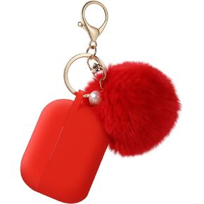 Protective Case Cover for Airpods Pro Charging Case, Upgraded Air Pods Silicone Case Skin Newest with Soft Cute Ball Pom Pom Keychain Kit (A, Black)