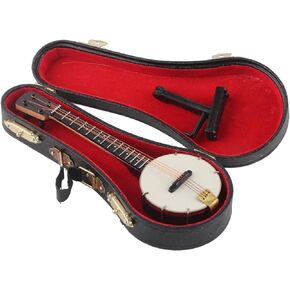 Miniature Banjo Model with Bracket Storage Box Exquisite Workmanship for Decoration Ornaments