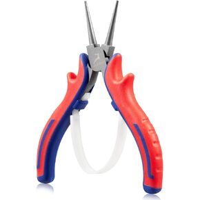 GOLD DEER 5" Mini Bent Nose Pliers for Jewelry Making Bent Needle Nose Plier, CRV Steel Body with Teflon Finish and Professional Handle, Micro Jewelry Making Plier with Curved Jaw for Crafting Repair