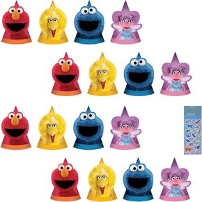 Sesame Street Birthday Party Supplies Bundle Pack Includes Party Paper Hats - 16 Count