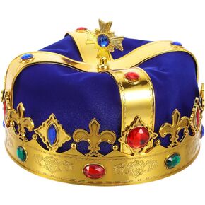 Toyvian Velvet Royal Hat Cospaly King Crown Kids Birthday Golden Crowns with Gems for Cosplay King - Halloween Party Costume