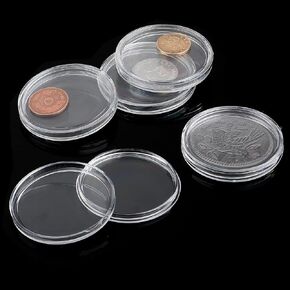 20 Pcs Coin Capsules 40mm Coin Protectors Case Coin Collection Holder Storage Container Clear Rounds Coin Case for Coin Collection Supplies Storage Organizer Box for 1 oz Silver and Copper