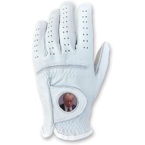 100% Cabretta Leather Golf Gloves with President Donald Trump Mugshot Mug Shot Ball Marker Right Hand and Left Hand Adult Men's Youth Boys Womens Golf Gloves