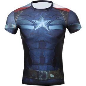 Red Plume Men's Compression Sports Fitness Shirt Superhero T-Shirt Running Short Sleeve