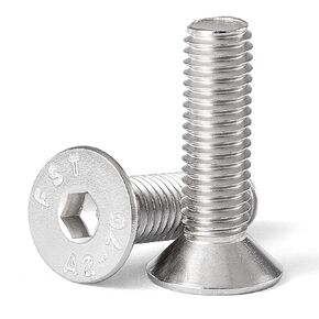 M8-1.25 x 25mm Flat Head Hex Socket Cap Screws Countersunk Bolts, 304 Stainless Steel, Metric Allen Socket Drive, Machine Fully Threaded, Bright Finish, 20PCS