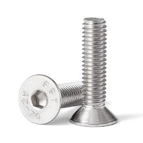 M6-1.0 x 70mm Flat Head Hex Socket Cap Screws Countersunk Bolts, 304 Stainless Steel, Metric Allen Socket Drive, Fully Threaded, Bright Finish, 10PCS