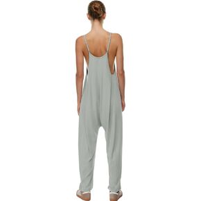 2024 Womens Sleeveless Scoop Neck Loose Casual Summer Jumpsuit Adjustable Spaghetti Straps Overall