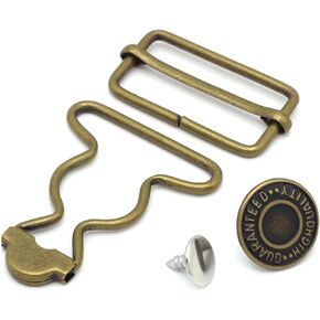 Enosea 4 Sets Overall Buckles, Metal Suspender Buckles Overall Clip Replacement with Buckle Slider and Buttons(1.25 inch)