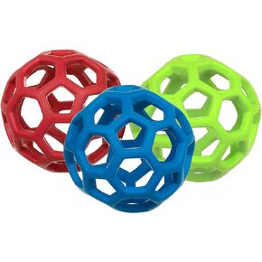 JW Pet HOLEE Roller Ball Dog Chew Treat Fetch Bouncy Toy Medium 5 inch Bundle 3, Small Breeds