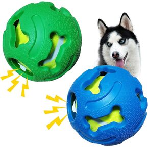 Leejec Dog Toys, 2.5" Interactive Light up Balls, Chew Toys for Medium and Small Breed, Rubber Durable Fetch Training Balls, Pet Birthday Gift, 3-Pack