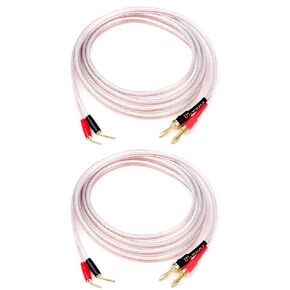 JORZOR 2 Pack Pin Type Plug to Pin Type Plug Speaker Cable，Audiophile 14 AWG OFC Speaker Wire (1M(3.3ft), 2 pin to 2 pin)