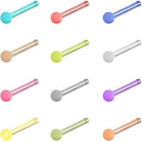 AccGin 20G Nose Ear Rings Hoop Acrylic Colored Seamless Nose Ring & Cartilage Hoop Nose Studs Screws Nostril Nose Piercing Jewelry Cartilage Piercing Jewelry with Comfort Round Ends 8 Color Set for Women Men