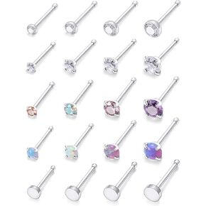 Cisyozi 18G أوبال الأنف الدائري الجراحية الصلب الأنف ترصيع المسمار على شكل حرف L الأنف الأطواق ثقب المجوهرات مجموعة للنساء الرجال الفتيات الأنف خواتم in Kuwait