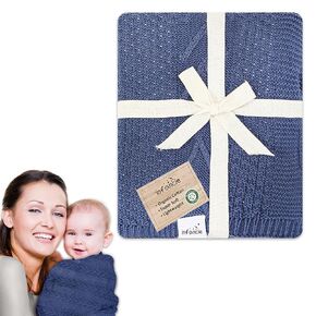 Ultra-Soft Organic Cotton Knit Baby Blanket - Ideal Swaddle Blanket for Soothing Newborns, Breathable & Gentle, Perfect for Boys & Girls, 31.5 x 43.3 inches (Beige)