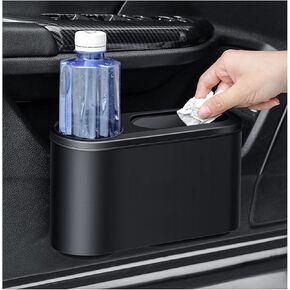 Multifunctional Mini 2-in-1 Car Trash Can with Lid and Cup Holder, Universal Car Seat Organizer for Cell Phone, Can Store Umbrellas, Drinks, Keys, Cell Phones, etc. in Kuwait